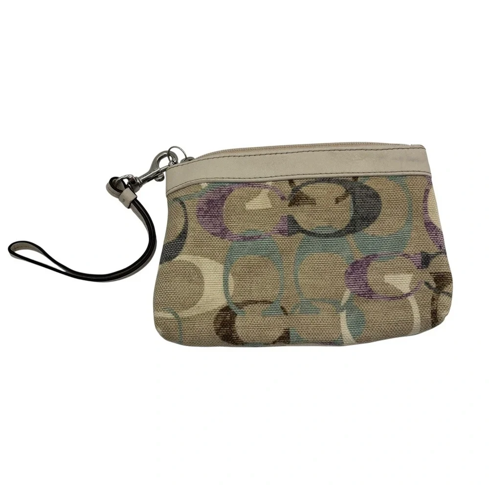 Coach Signature Wristlet Canvas‎ Pastel Colors ID holder Classic Y2K